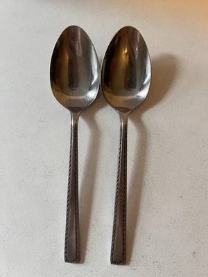 Juego de 2 cucharas ovaladas de sopa de acero inoxidable NATIONAL BELL WOOD Japón cubiertos de 7,25" Foto 1 de 4