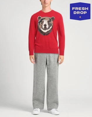 Jersey jersey de cachemir Ballantyne PVP €720 IT52 US42 XL rojo oso intarsia Foto 1 de 4