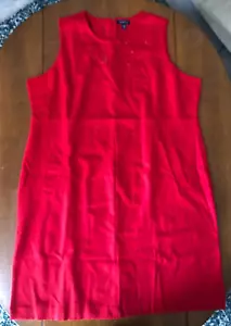 Land's End Sleeveless Red Jumper Dress 22 W Beaded Chest Detail - Picture 1 of 14