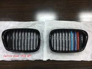 MIT M COLOR GLOSS BLACK FRONT KIDNEY GRILLE BMW 5 SERIES E39 1995-2003 - Picture 1 of 4