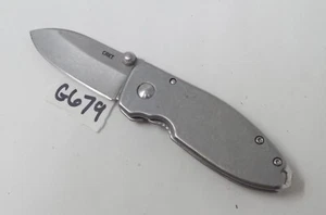 CRKT Squid Burnley Design Silver Handle Pocket Knife Folding Tactical - Picture 1 of 6