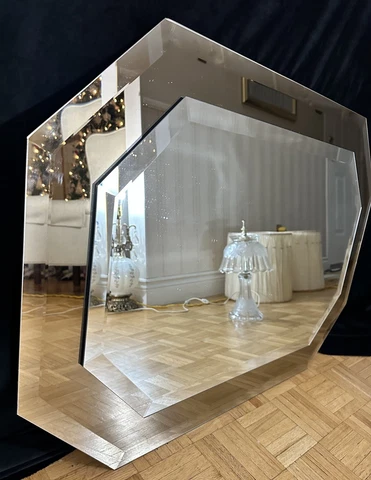 Gorgeous Smoke Framed Mid Sized Italian Styled Beveled Mirror Cover