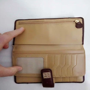 Vintage Brown Genuine Leather Wallet Key Hole Clutch Credit Card Holder Snap 7" - Picture 1 of 11