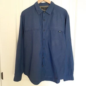 ExOfficio Men Nylon Blend Long Sleeve Roll Tab ButtonUp Vented Shirt Blue Size L - Picture 1 of 14