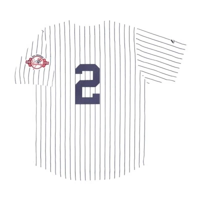 Camiseta blanca local Derek Jeter 2003 New York Yankees para hombre con 100 aniversario Parche Foto 1 de 4