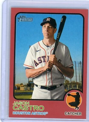 2022 Topps Heritage High Number Jason Castro Houston Astros Red Border Card #424 - Image 1 of 2