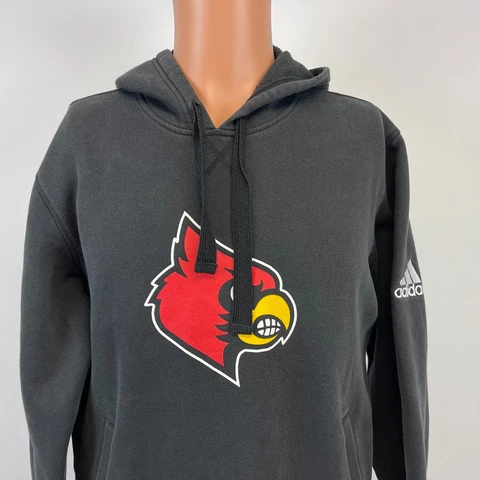 Adidas Louisville Cardinals Logo Hoodie Sweatshirt NCAA College Black Size M Cover