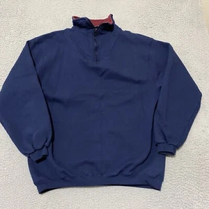 Vintage Oneita Power Sweats Herren XL blau 1/4 Reißverschluss Pullover unbedruckt Made in USA weich - Bild 1 von 12