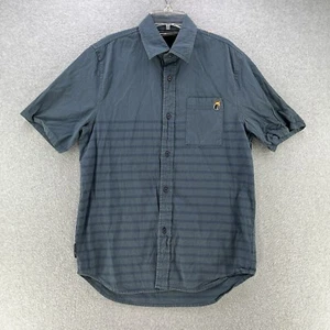The Hundreds Mens Button Up Medium M Blue Short Sleeve Camisa Striped Cotton - Picture 1 of 9