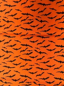 1 yard Quilters Candy Connecting Threads Batty 100% Cotton Fabric Bats Orange - Picture 1 of 3