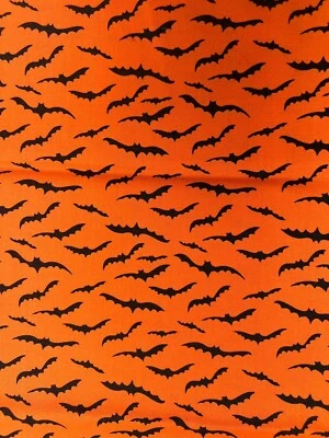 1 yard Quilters Candy Connecting Threads Batty 100% Cotton Fabric Bats Orange - Image 1 of 3