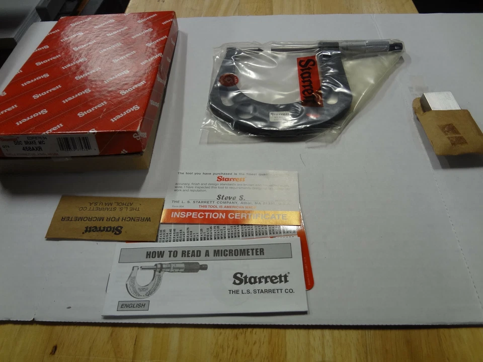 Micrómetro de freno de disco automotriz Starrett 458AXR, tope de trinquete, caras de carburo,  Foto 1 de 1