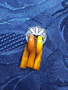 Art Nouveau Spilla in ambra e argento 875 zolotnik / Art Nouveau brooch - Foto 1 di 8