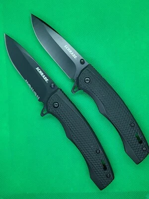 Navaja de Bolsillo Schrade SCHCOM7 Hoja Recta y Dentada Mango de Goma - Nueva  Foto 1 de 4