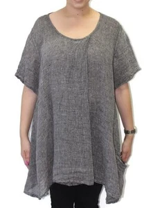 Flax Designs Relaxed Pullover Tunic NWT Smoke Gauze Oversized Large Bust 48" - Picture 1 of 4