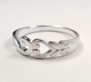 STERLING SILVER NAUTICAL BEACH OCEAN WAVE WITH HEART SEA LIFE LOVE RING SIZE 9 - Picture 1 of 7