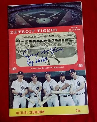 July 12, 1969 DENNY McLAIN SIGNED Scorebook DETROIT TIGERS Team vs INDIANS 60s - Image 1 of 4