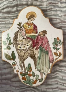 1970s Vintage Italian Maiolica Pottery Ceramic Wall Plaque Signed SPERLI Italy - Picture 1 of 6