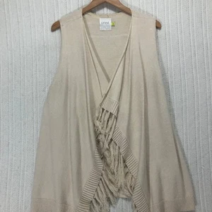 Cárdigan Chaleco Sin Mangas Lysse Flecos Frente Abierto Suéter Tejido Crema L/XL - Imagen 1 de 7