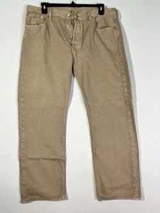 Levis 501 Button Fly Jeans Mens 38x30 Tan Regular Fit Straight Leg S110782 - Picture 1 of 9
