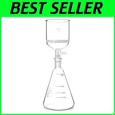 Premium Borosilicate 500ml Funnel with 1000ml Erlenmeyer Flask - Lab Essentials - Image 1 of 4