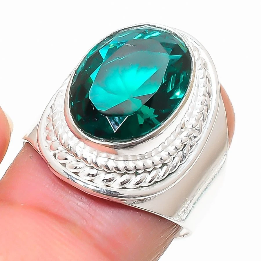 Anillo de plata esterlina 925 con piedras preciosas de turmalina Paraiba joyería de todos los tamaños para regalo Foto 1 de 1