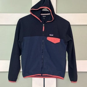 Patagonia Hoodie Girls Large (12) Blue Pink  Fleece Full Zip Outdoors - Picture 1 of 4