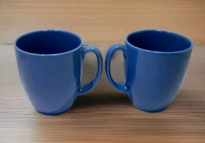 Lot of 2 Blue Corelle Stoneware Mugs Cups Made In Thailand - Picture 1 of 9