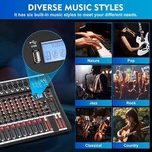 16-Channel Studio Audio Mixer Bluetooth USB Digital Sound Mixing Console Board - Picture 1 of 13