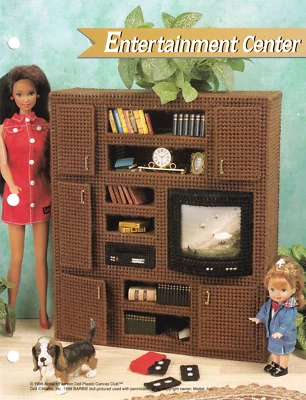 Fashion Doll PATTERN Plastic Canvas ENTERTAINMENT CENTER Pattern & Instructions - Image 1 of 2