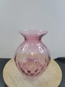 Vintage Pilgrims’ Cranberry Pink Spiral Glass Round Vase - Picture 1 of 6
