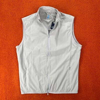 JOHNNIE-O Mens MEDIUM Axis Featherweight Full Zip Golf Vest Seal Gray NEW $178 - Image 1 of 4