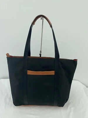 Bolso de mano hobo de hombro con ribete de cuero marrón nailon negro LODIS Foto 1 de 4