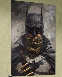 Batman Leinwand Bild Gotham Fledermaus Dekoration Kunst Stil Wandbild Pop-Art - Picture 1 of 2