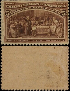 5 centavos de chocolate Scott # 234 de Estados Unidos 1892 - como nuevo regummed - Imagen 1 de 3