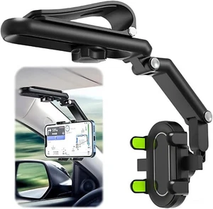 Supporto Telefono 360° Girevole Regolabile Visiera Solare Supporto Auto Clip per La maggior parte dei Telefoni - Foto 1 di 13