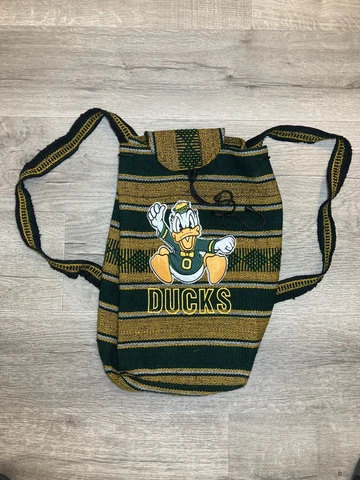 Canvas Burlap Oregon Ducks Drawstring School Backpack Cover