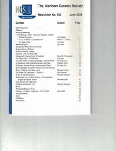 Northern Ceramic Society Newsletter No 150 June 2008-Wedgwood, Saltglaze, Transf - Picture 1 of 2