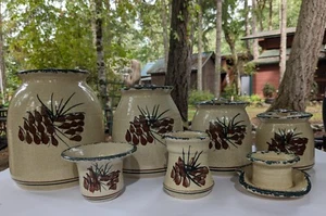 Beautiful Handmade Ceramic Crock Cannister Set By Northern Stoneware - Picture 1 of 9