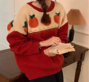 Womens Fashion Winter Round Collar Loose Warm Kniting Pullover Sweet Sweaters - Picture 1 of 16
