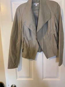 Bar III Open Face Wide Collar Pearly Sand Feux Leather/ Suede Jacket NWT Size S - Picture 1 of 2