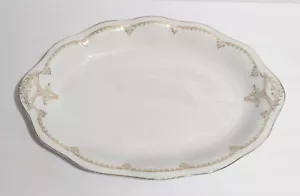 Antico ca. Piatto ovale 1900 15" bordo oro Baviera mignon classico art nouveau - Foto 1 di 10