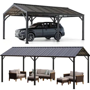 10' x 20' Carport Outdoor Heavy Duty Metal Galvanized Car Shelter Garage Gazebo - Picture 1 of 15