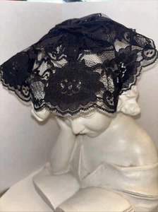 10” Lace Prayer Chapel Temple Hat Cap Black With Hair Comb Head Covering NIP - Picture 1 of 7