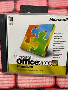Microsoft Office 2000 Premium DISC 1 & 2 Clean Disc + Product Key VG