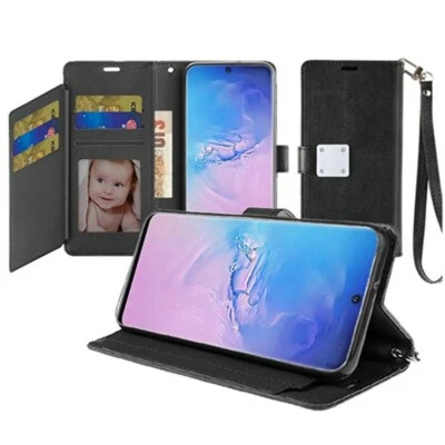 For Samsung S20 Ultra 6.9" Magnetic Snap Wallet w/ Two Row Card Holder BLACK - Image 1 of 2