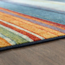 2 x 8 ft. Rainbow Rug Runner Multi-Color Striped Long Hallway Floor Area Mat New