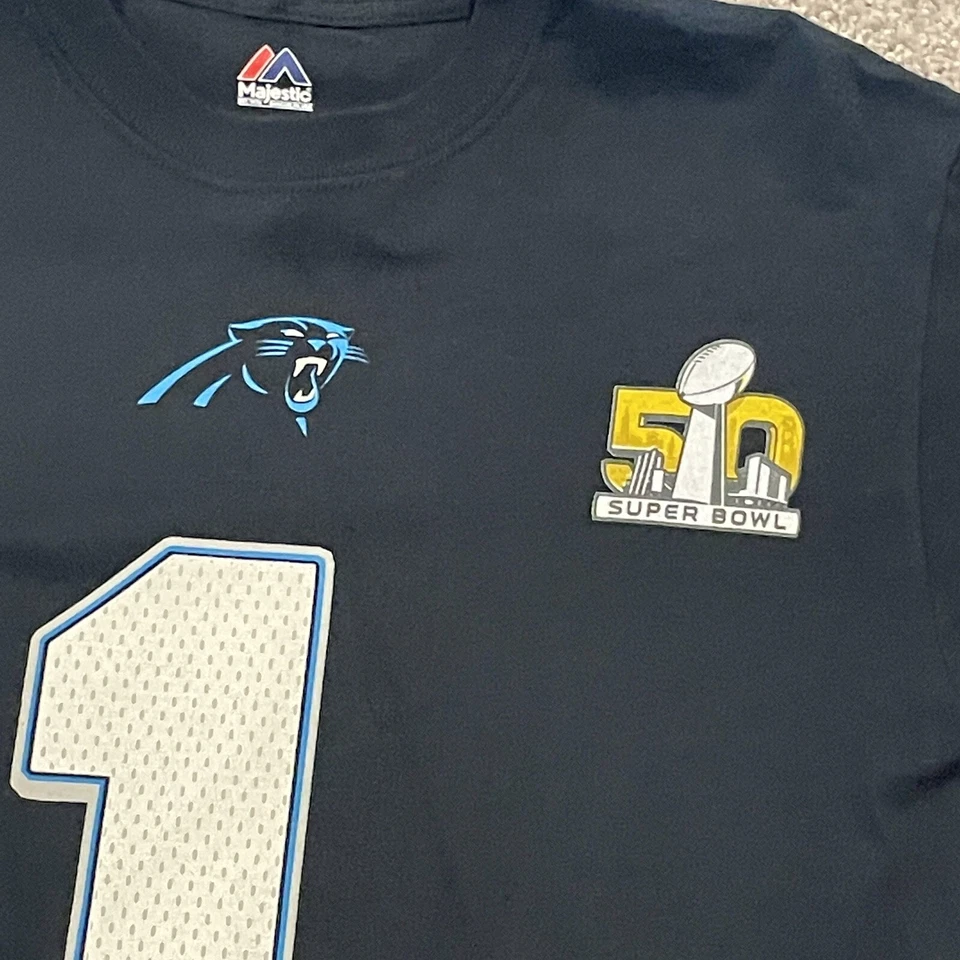 Carolina Panthers NFL SUPER BOWL CAMISETA NEWTON #1 Fútbol Majestuoso Para Hombre Talla S Foto 1 de 4