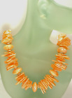 Art Deco Marble Lucite Molded Beaded Necklace, Early Plastic