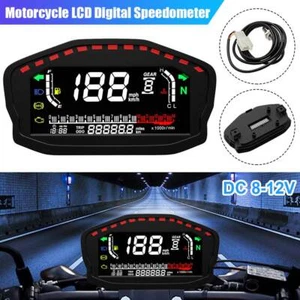 Universal Motorcycle LCD Digital Speedometer Odometer Tachometer KM/H MPH Gauge - Picture 1 of 16